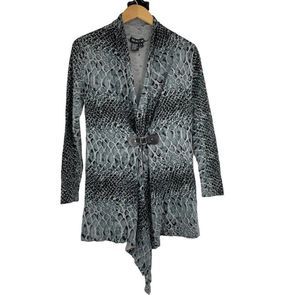 Womens Tracy M Vintage Cardi Sweater Size Small Exotic Gray Drape Top 2674